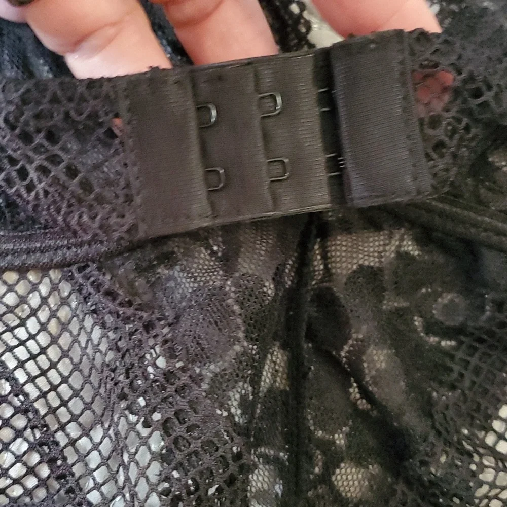BLACK LINGERIE SIZE MEDIUM, TIE BACK, ONE PIECE lace babydoll - Picture 12 of 14